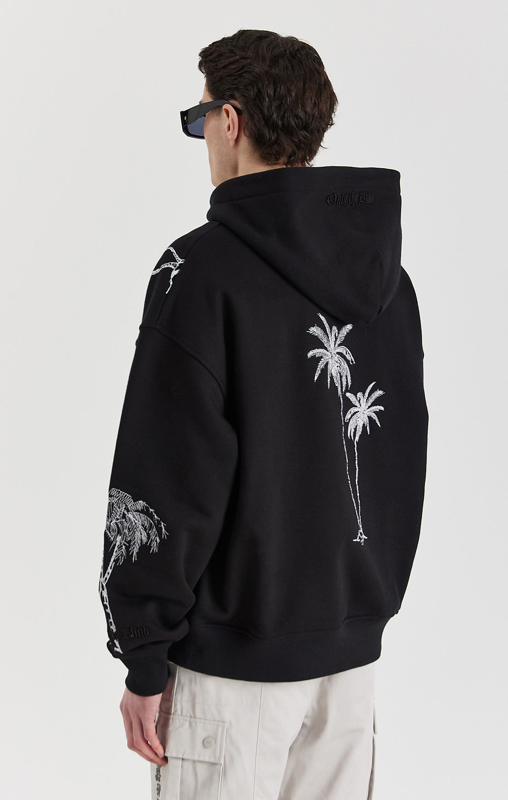 Black Mono Palm Hoodie