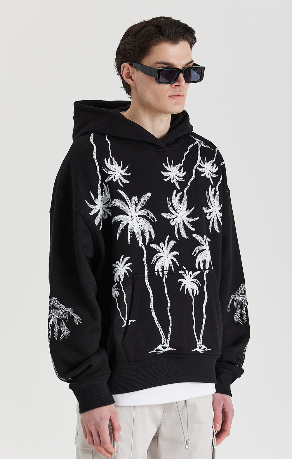 Black Mono Palm Hoodie