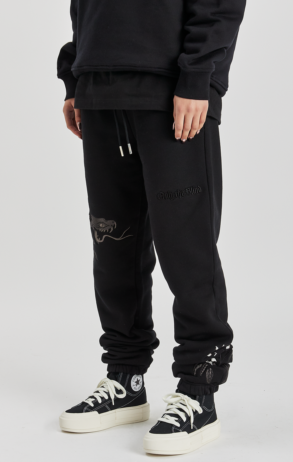 Night Python Embroidered Sweatpants